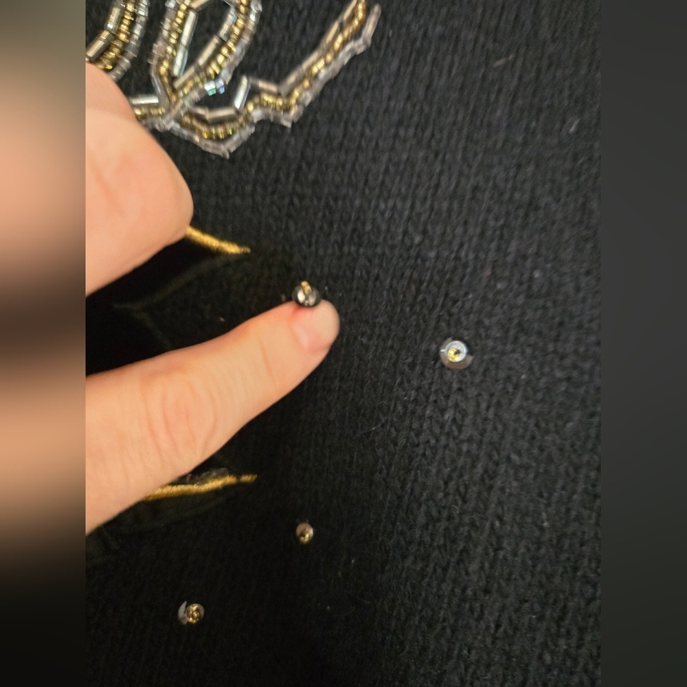 Vintage!! I.B.Diffusion | 1980s Black Beaded Sweater w/ Grapevine Design, Size M - Picture 11 of 13